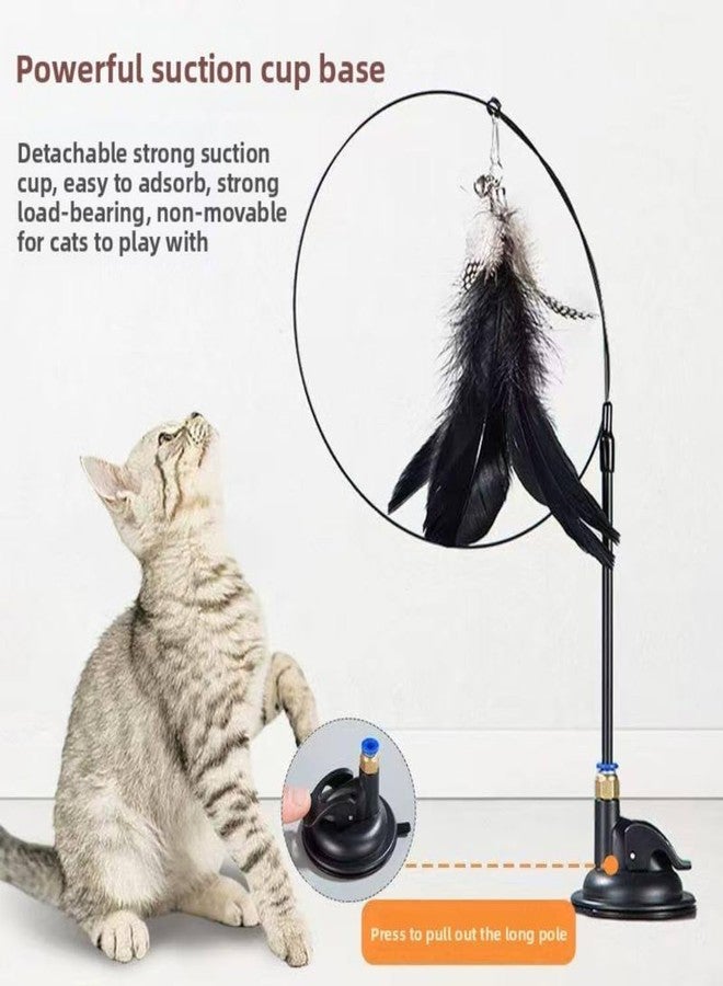 PET FUN عصا إثارة القطط من بيت فن مع كوب شفط | لعبة ريش تفاعلية للقطط والقطط الصغيرة المنزلية | عصا ألعاب للقطط بدون استخدام اليدين للعب والتمرين وتنمية غريزة الصيد | قطعة واحدة (لون عشوائي) - Image 4